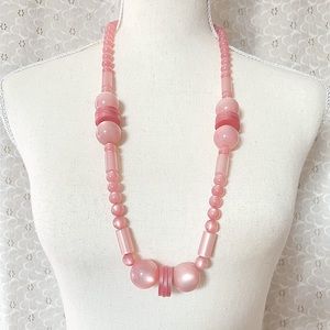 Vintage 80’s/90’s Long Pink Pearlized Beaded Necklace